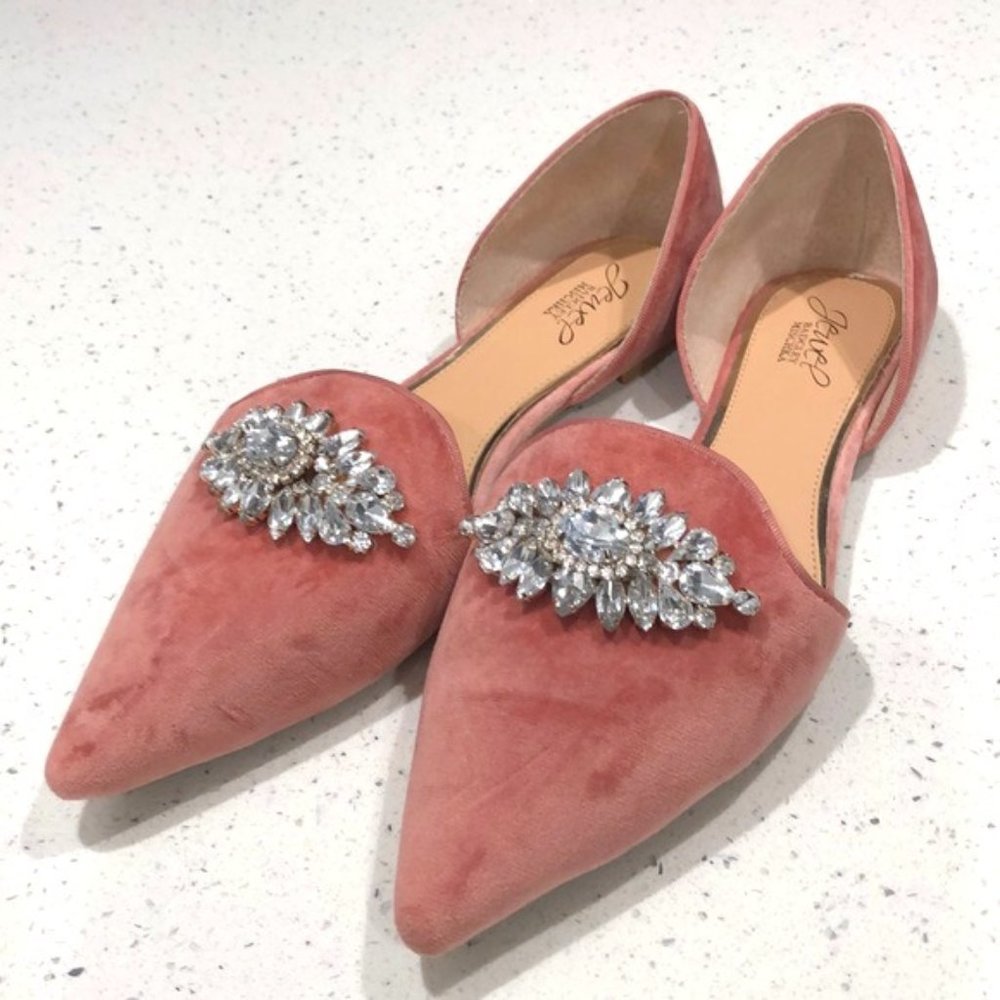 Badgley Mischka Jewel Pink Velvet Flats